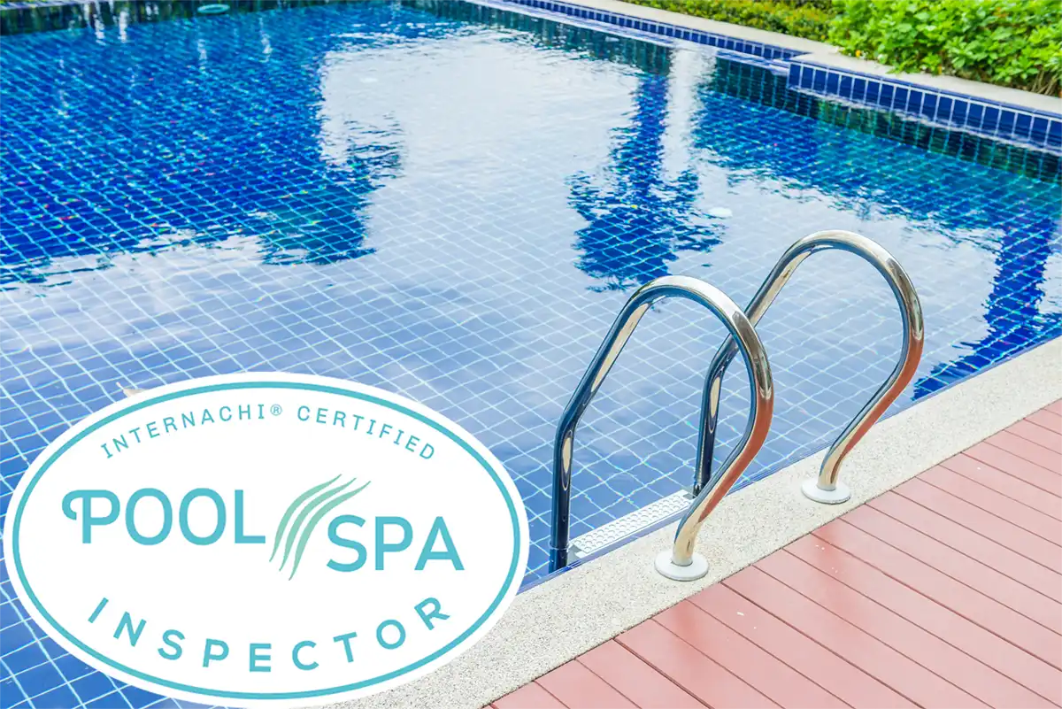 swimming pool with pool inspector badge